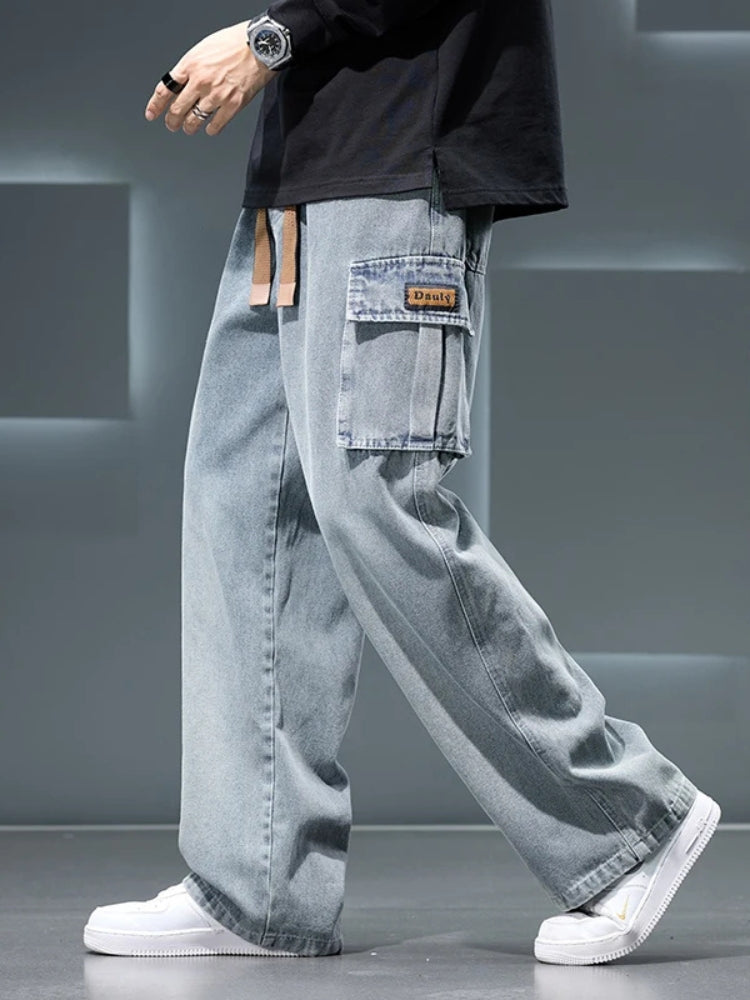 Jean cargo large homme