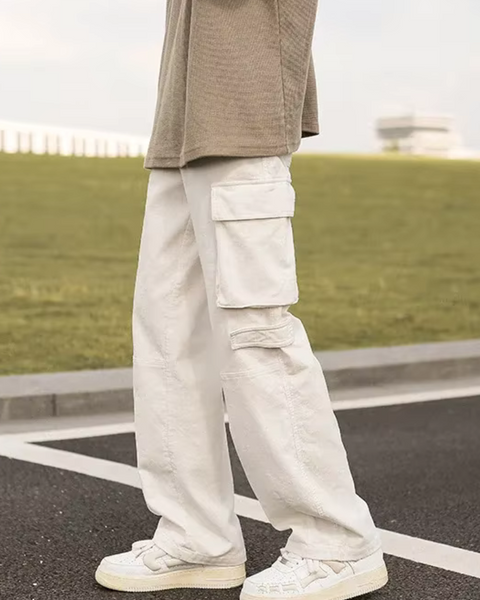 Pantalon cargo baggy pour homme couleur blanche