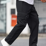 Pantalon cargo noir pour homme, coupe droite