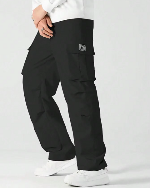 Pantalon cargo, coupe droite pour homme couleur noir